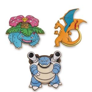 Pokémon Deluxe Pins: Venusaur, Charizard & Blastoise Pin Box Set (3-Pack)